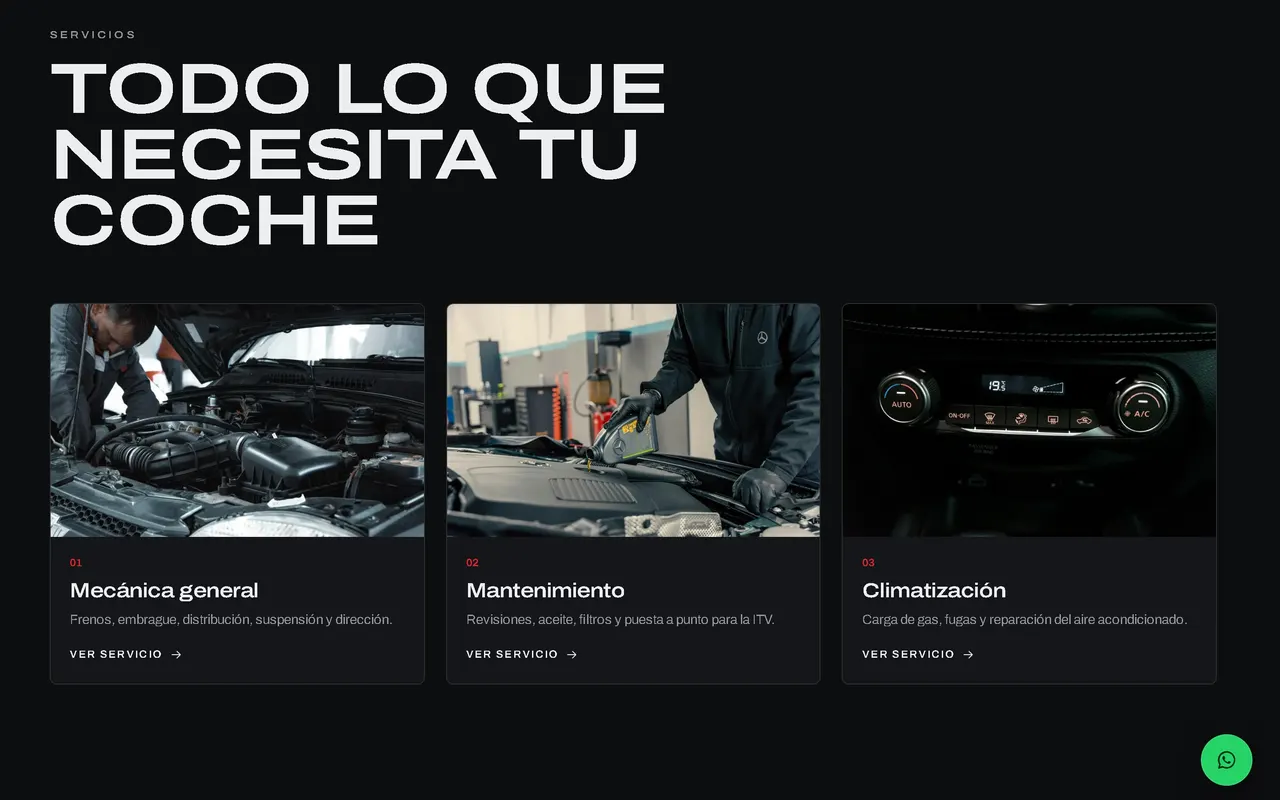 Web de taller mecánico en un ordenador
